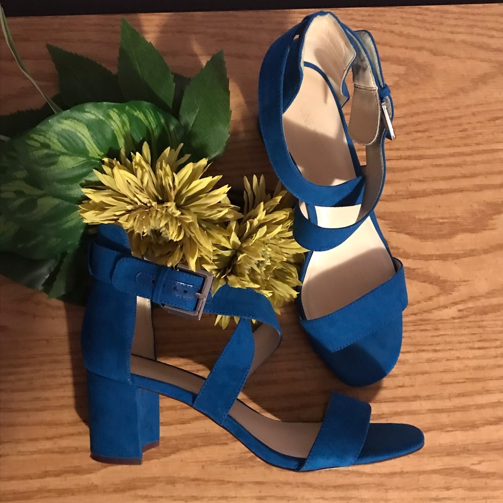 NINE WEST Cobalt Blue Block Heel Sandals